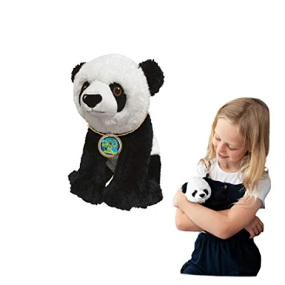 Image of EcoBuddiez Panda from Deluxebase. Medium 20cm Soft Plush Animals made Recycled Plastic Bottles. Eco Friendly Cuddly Gift for Kids and Cute Stuffed Animal Toy Toddlers.