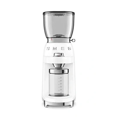 Image of SMEG CGF01WHEU Electric Coffee Grinder with a Power of 150 W white, Plastic, Black