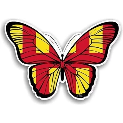 Image of Beautiful Butterfly With Northumberland County Flag Design Vinyl Car Sticker decal 130x90mm approx.