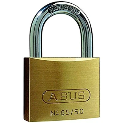Image of ABUS padlock Brass 65/50 Cellar lock, locker lock and much more body Hardened steel shackle security level 6