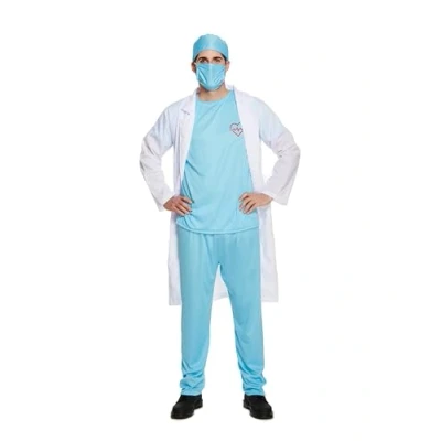 Image of Men&#039;s Doctor&#039;s Scrubs Fancy Dress Costume with Coat, Mask &amp; Hat
