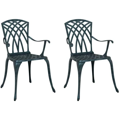 Image of vidaXL Garden Chairs 2 pcs Green Cast Aluminium
