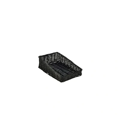 Image of Genware NEV WDB 4025SBK Wicker Display Basket with 6 cm Front, 40 x 25 12 cm, Black