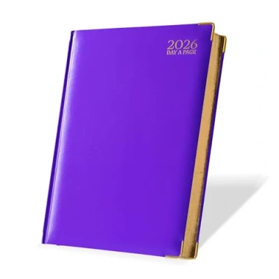 Image of G4GADGET 2026 A5 Diary Day a Page Purple Compact Daily Planner with UK Holidays &amp; Global Info Stylish Hardback Organizer for Students, Teachers Professionals Notes Contacts