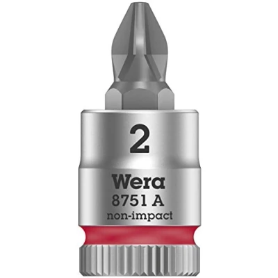 Image of Wera 8751 A Zyklop bit Socket with 1/4&quot; Drive, PH 2 x 28 mm