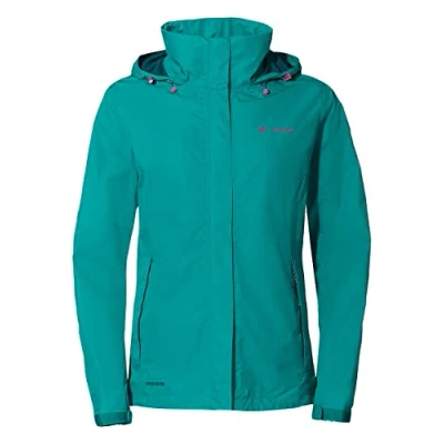 Image of VAUDE Women&#039;s Escape Light rain jacket in blue, Waterproof Women, packable with Hood, Climate Friendly Windbreaker Jacket, 110/116
