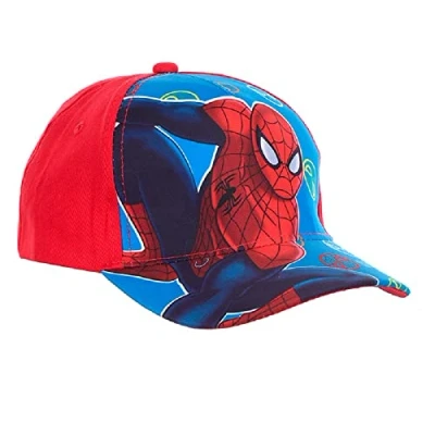 Image of Marvel Official Kid&#039;s Boy&#039;s Girl&#039;s Children&#039;s Disney Spiderman/Star Wars/Superman and Batman Baseball Caps Summer Sun Hats with Velcro Fastening (54 CMS (Age 5 9), Red Spiderman ET4031)