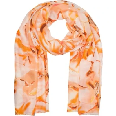 Image of styleBREAKER women&#039;s scarf with watercolor marble pattern and metallic accents, lightweight cloth in pastel tones, stole 01016229, Colour:Orange