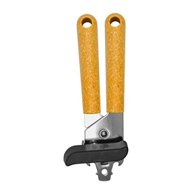 Image of Fackelmann BIO Can Opener, Stainless Steel Function Head With Wood Fibre Handle, 19.5x8x4.5cm, Silver &amp; Light brown/Orange