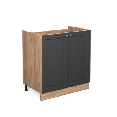 Image of Vicco Sink base cabinet Fame Line, Anthracite gold/Gold power oak, 80 cm without worktop