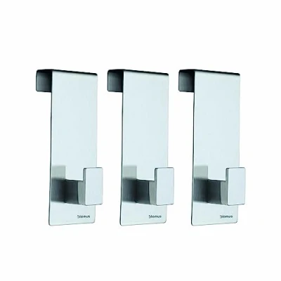 Image of blomus 65411 Menoto Overdoor Hook Set, Stainless Steel, Silver, 5 x 4.3 12.1 cm