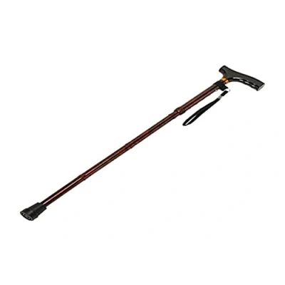 Image of HOMECRAFT Folding Coloured Walking Stick with Wooden Handle, Lightweight Adjustable Cane for Balance, Mobility Aid, Walnut, 825 925 mm/33 37 Inches, (Eligible VAT relief in the UK)