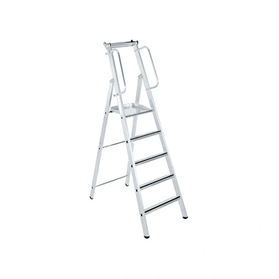 Image of Zarges Aluminium Step Ladder With Large Platform Hand Rail On Both Sides 10 Steps
