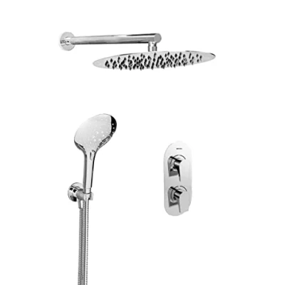 Image of Bristan SHWR PK3 Hourglass Shower Pack with Fixed Head and Wall Outlet Handset Mixer, Chrome Plated