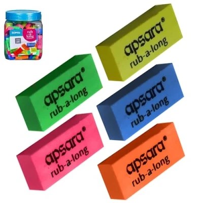 Image of Rub a Long Coloured Erasers, Mini, Pack of 100, Multicolour, Multipack, Pencil Rubber Perfect for School Home Office Classroom Nursery Use