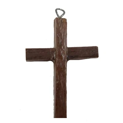 Image of Melody Jane Dolls House Brown Wooden Cross Crucifix Miniature Religious Church Accessory