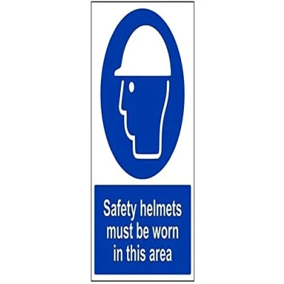 Image of V Safety Helmets Must Be Worn In This Area PPE Sign 300mm x 400mm 1mm Rigid Plastic