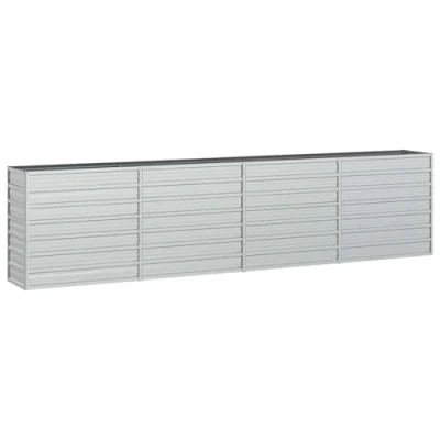 Image of vidaXL Metal Garden Raised Bed, Rectangular Galvanized Steel Planter for Outdoor Gardening, Silver, 320x40x77 cm, 17.72 kg