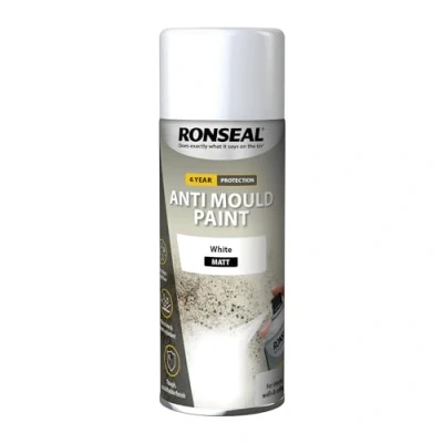 Image of Ronseal QDAMAWM 6 Year Anti Mould Spray Aerosol White Matt 400ml