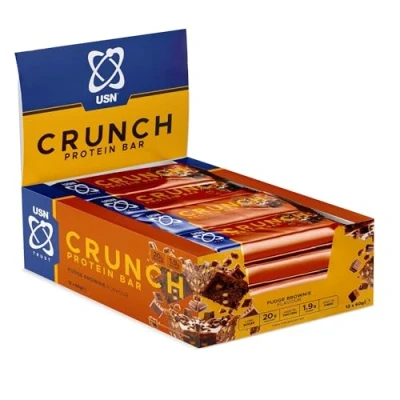 Image of USN Trust Crunch Fudge Brownie Protein Bars: Indulgent and Filling High Snacks 20g Per Bar (12 x 60g Bars)