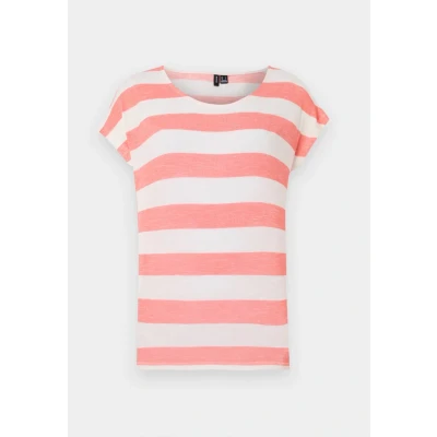 Image of Vero Moda Vmwide Stripe Print Tshirt, Women&#039;s, Size: Small, Dubarry/snow white