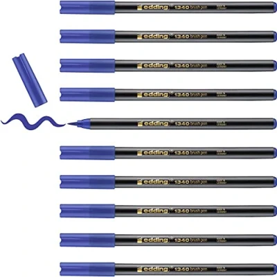 Image of EDDING 1340 Brush Pen Blue Fibre with Flexible Style Tip