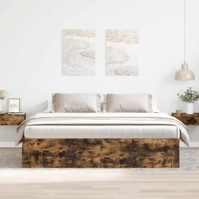Image of vidaXL Bed Frame without Mattress Smoked Oak 180x200 cm Super King Size