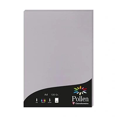 Image of Clairefontaine Ref 4232C Pollen Coloured Paper (Pack of 50 Sheets) A4 (210 x 297mm), 120gsm Paper, Inkjet &amp; Laser Printer Compatible, Acid Free Koala Grey