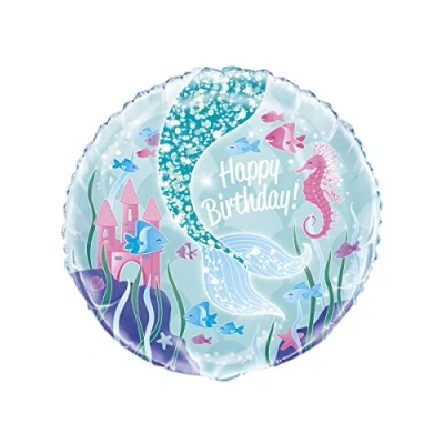 Image of Magical Mermaid Multicolor Round Foil Balloon (45cm) 1 Piece Enchanting Ocean Party Decor, Perfect for Birthday, Baby Shower, and Themed Celebrations, 18 Inch