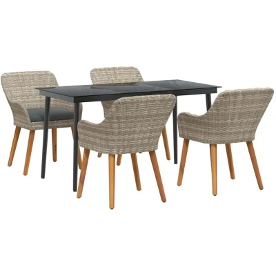 Image of vidaXL 5 pcs Light gray Black Large