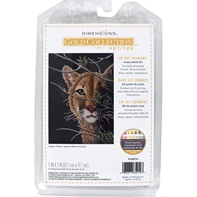 Image of Dimensions Advanced Animal Counted Cross Stitch Kit, Cotton, 18 Cnt. Black Aida, 5&quot; x 7&quot;