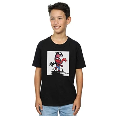 Image of Marvel Boys Spider Man Venom Cartoon T Shirt Black 12 13 Years