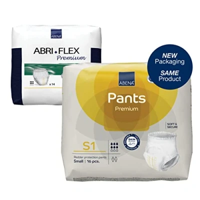 Image of Abena Pants Premium Pull Up Incontinence Pants, Eco Labelled for Men &amp; Women, Discreet, Protective, Breathable, Comfortable Small 1, 60 90cm Waist, 1400ml Absorbency, 14PK