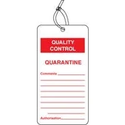 Image of Quality Signs QC tag quarantine pk of 10 Matt PVC