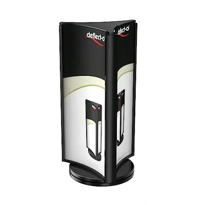 Image of Deflecto 1/3 A4 (DL Size) 3 Sided Rotating Display Sign Holder Menu Plastic Stand Holders Leaflet Stands Poster (1/3 Size))