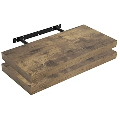 Image of WOLTU 2 Pcs Floating Shelf, Color of Rustic Brown, Wooden Wall Storage Display Shelf 60cm Long RG9319hov