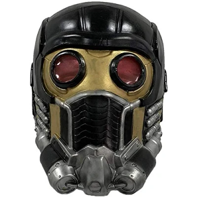 Image of LePyCos Star Lord Helmet Latex Mask Halloween Party Deluxe Cosplay Costume Accessory Black