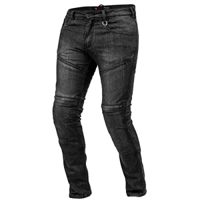 Image of SHIMA Gravel Men&#039;s Motorcycle Jeans Ventilated Skinny Fit Biker Trousers Men with Kevlar Reinforcements, Knee and Hip Protectors (Black, 38)