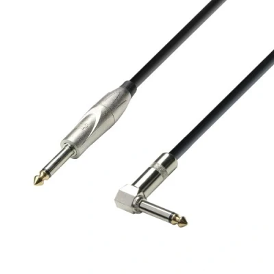 Image of Adam Hall 3 Star Series 3m 6.3mm Jack Mono to Angled Instrument Cable Black