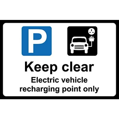 Image of Electric vehicle recharging point only safety sign 1.2mm Rigid plastic 400mm x 300mm