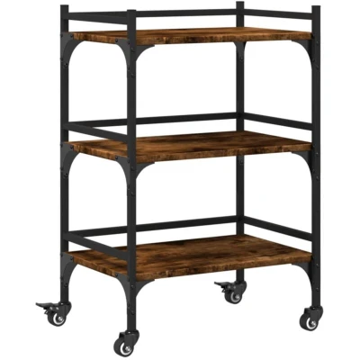 Image of vidaXL Kitchen Trolley Smoked Oak 50x35x75.5 cm Engineered Wood