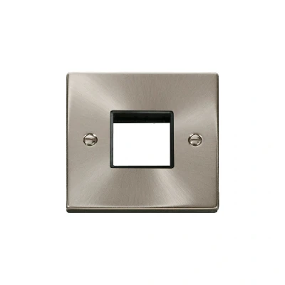 Image of Click Deco 1 Gang MiniGrid Twin Aperture Unfurnished Plate Satin Chrome Black Inserts