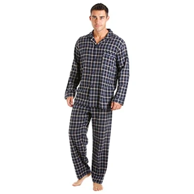 Image of Undercover Haigman Brushed Cotton Pyjamas 7493(C) Navy/Beige/Blue Check 2XL