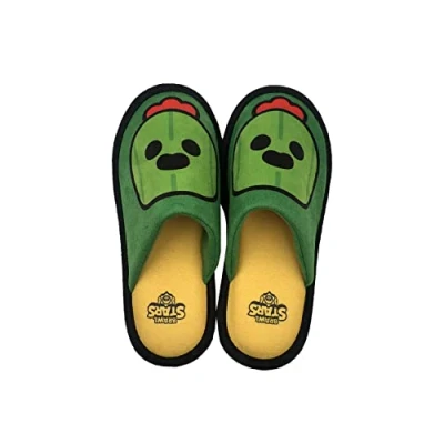 Image of CYPBRANDS Shoes Brawl Stars Spike Design Open Toe Slippers, Soft Size 42/43, Green &amp; Yellow, Official Product (CyP Brands), M