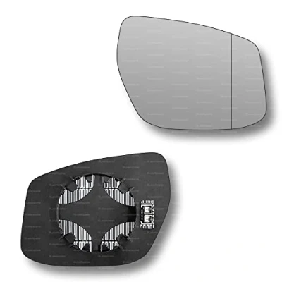 Image of Less4spares Replacement Wing Mirror Glass Right Compatible with Nissan Pulsar 2014 2019 CLIP ON Driver Off side Heated Blind Spot