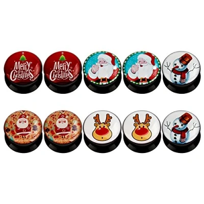Image of KUBOOZ 5 Pairs of Christmas Acrylic Ear Plugs.,