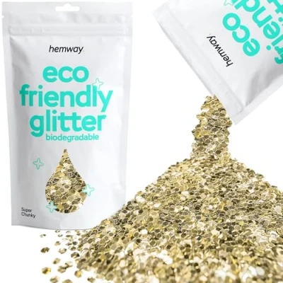 Image of Biodegradable Glitter Champagne Gold Eco Friendly Plant Based Bio Super Chunky for Face Body Hair Craft Resin Festival Makeup Eyeshadow 100g / 3.5oz