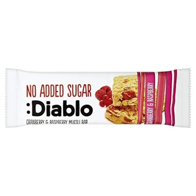 Image of Diablo Cranberry &amp; Raspberry Muesli Bar No Added Sugar Sweetened with Maltitol Breakfast Bars 30g (Pack Of 28)