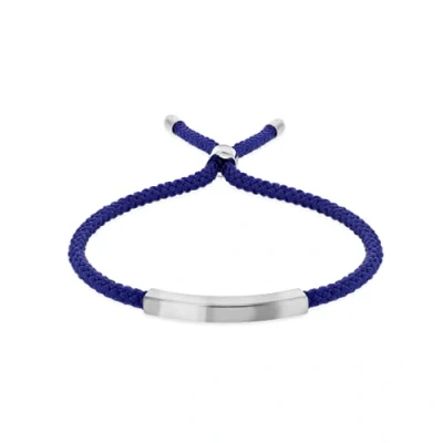 Image of Tuscany Silver Unisex Sterling Blue Cord Adjustable Slider ID Bracelet 23cm/9&quot;