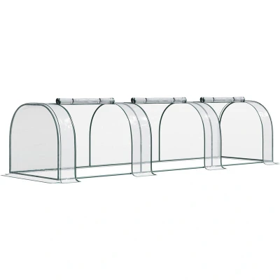 Image of Outsunny PVC Tunnel Gardening Flower Plants Greenhouse Warm House W/Zipper Door